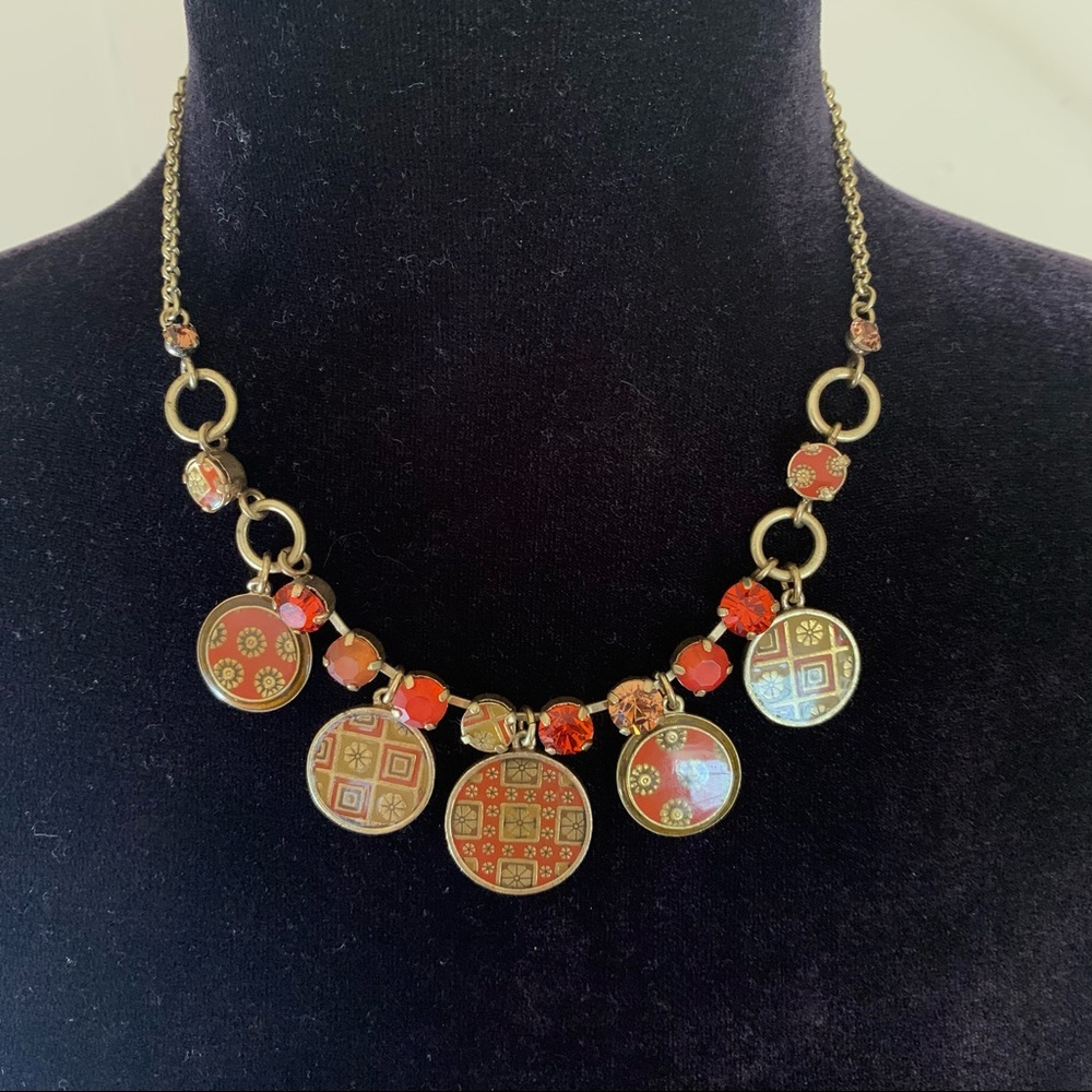 Pilgrim orange pendant coin charm necklace nwt